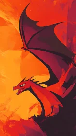 Ember-winged dragon erupts from a storm of molten sky.