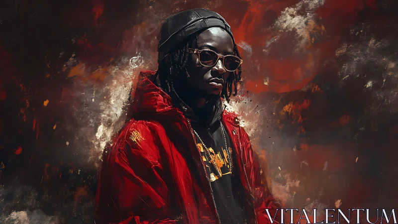 Bold streetwear portrait glowing with urban edge and warmth.