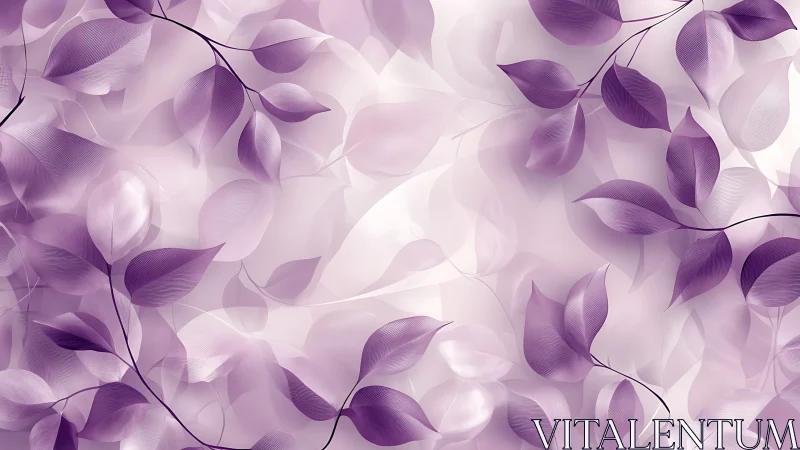Translucent violet leaf pattern creates layered botanical depth