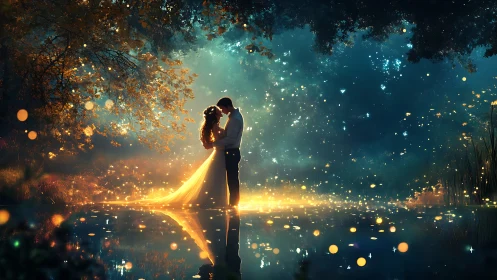 Luminescent Lovers Dance Through Stardust Reverie.