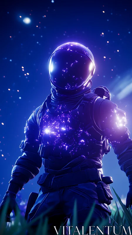 Starlit astral explorer glowing with cosmic purple embers.