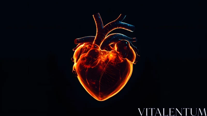 Glowing Anatomical Heart Illustration in Digital Neon Art Style. Glowing Anatomical Heart Illustration in Digital Neon Art Style.