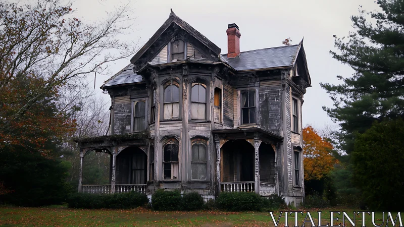 Two-story abandoned Victorian house shows severe exterior decay