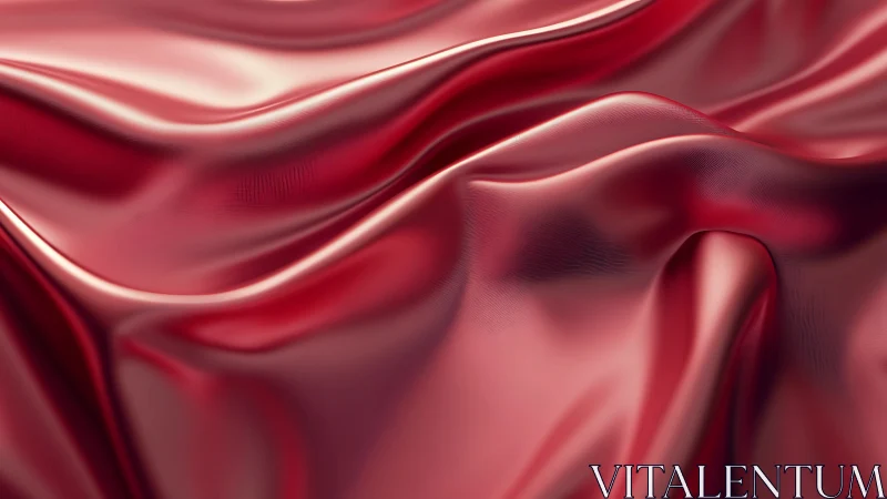 Crimson satin waves quietly fold into liquid twilight