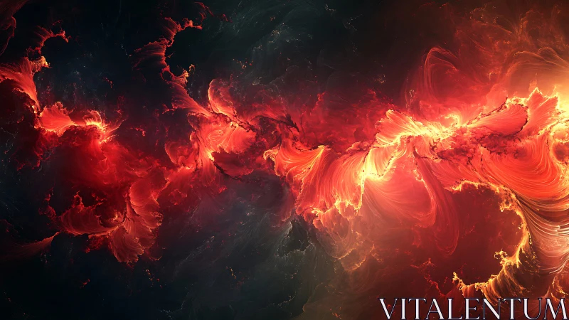 Fiery cosmic currents swirl gently through a glowing void