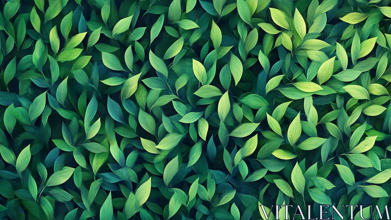 Dense layered green foliage pattern in digital illustration.