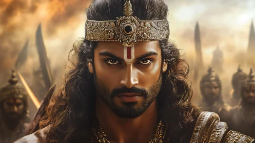 Epic warrior portrait in cinematic digital painting style.