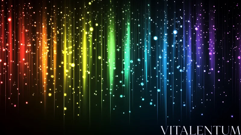Digital spectrum light trails with vertical particle cascades.