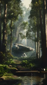 Locomotive Emerges Through Misty Eucalyptus Cathedral