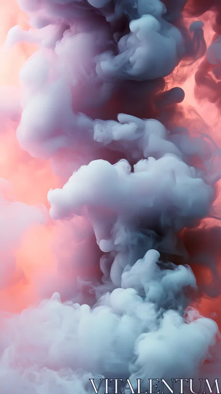 Billowing pastel smoke rises through soft pink light