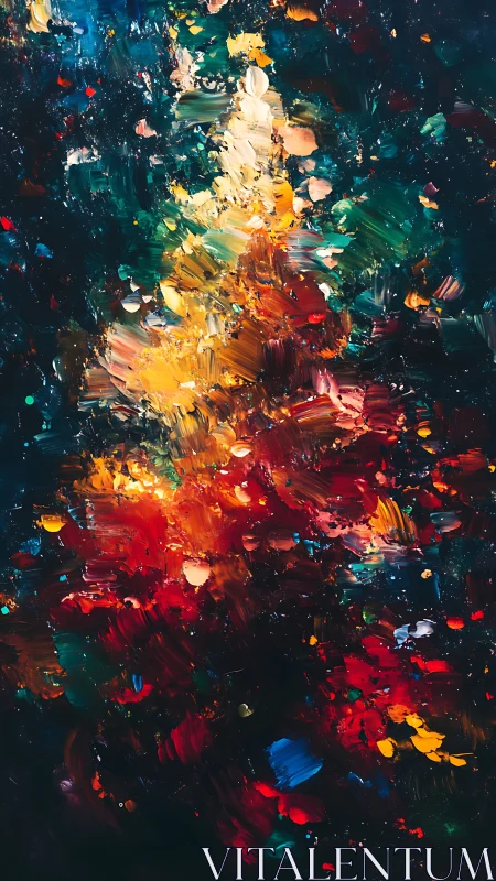 Abstract vertical canvas with dense luminous color field.