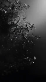 Specular-lit abstract tendrils form granular organic cluster in void