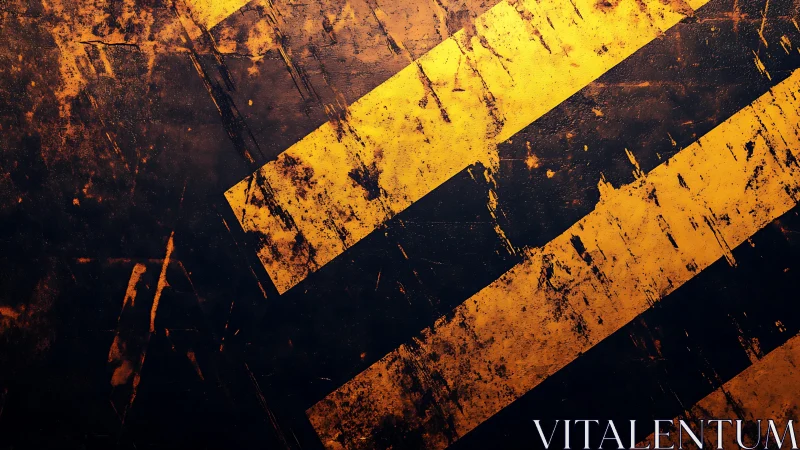 Grungy Diagonal Yellow Warning Stripes on Weathered Surface.