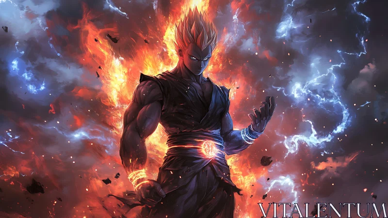 Stormforged warrior stitches fire and lightning into night