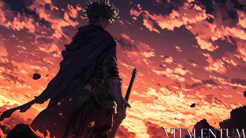 Lone dusk wanderer resting beneath a storm-bright sky.