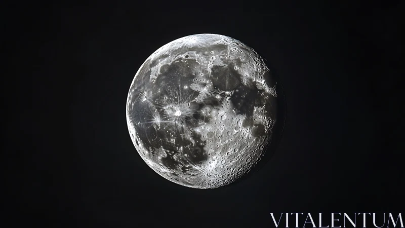 Lunar surface in high-contrast telescopic monochrome study.