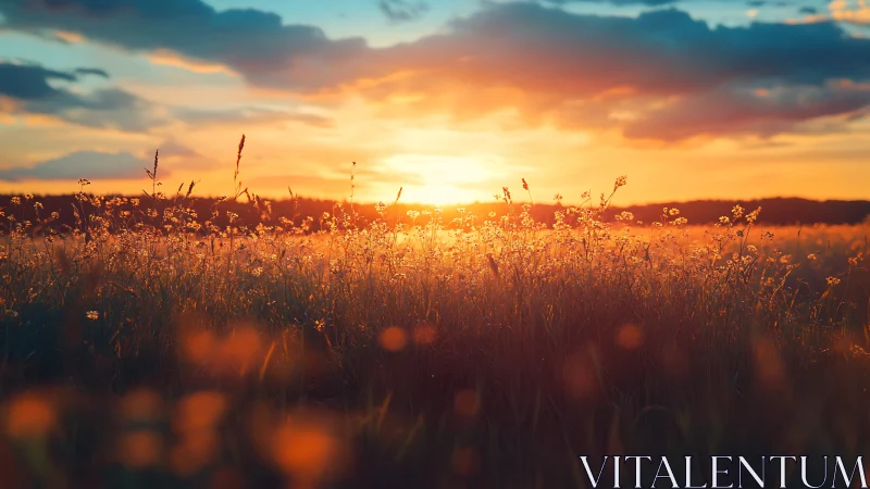 Sunlit meadow choir catching the last golden whispers of day.