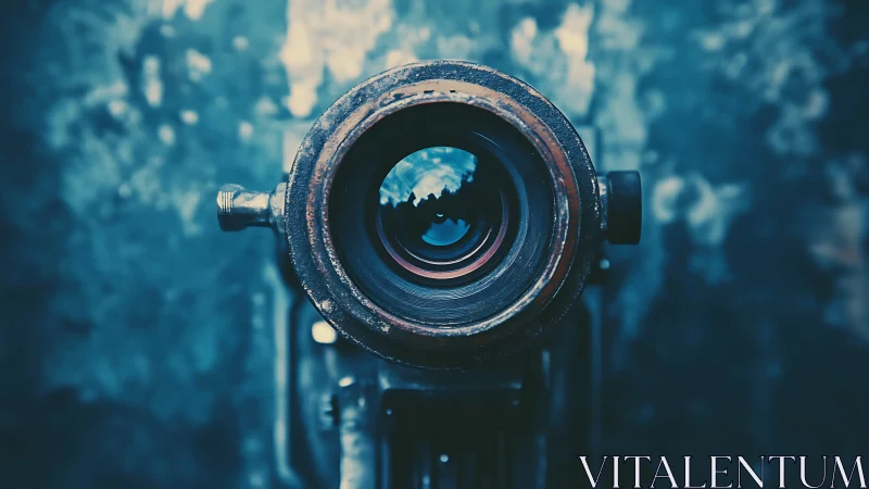 Rusty metal lens invites a closer look into quiet focus