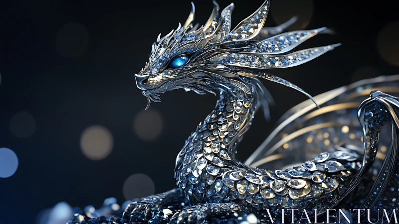 Jeweled starlight dragon coils in silver-blue celestial glow.