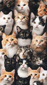 Multitude of Feline Faces: Compositional Grid Pattern Study.