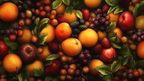Citrus constellations tumble through a galaxy of ripe berries