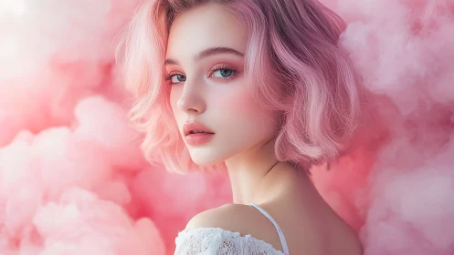 Soft pink dreams with a cotton candy cloud muse.