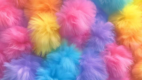 Soft rainbow fluff clouds in a playful pastel dreamscape.