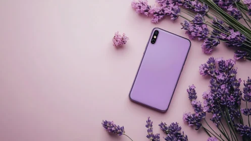 Lavender smartphone daydream nestles into a pastel bloom field