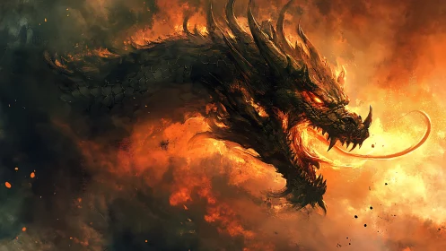 Volumetric inferno dragon head rendered in dynamic combustion fields.