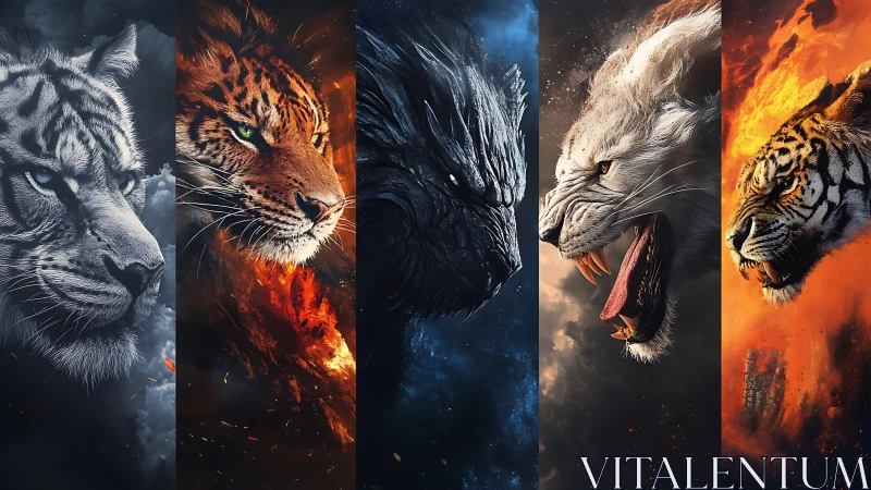 Five Elemental Tigers: Fire, Ice, Darkness, Stone, Fury.