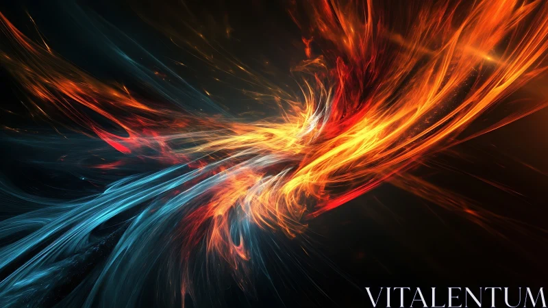 Fiery orange and cool blue energy streams dance together
