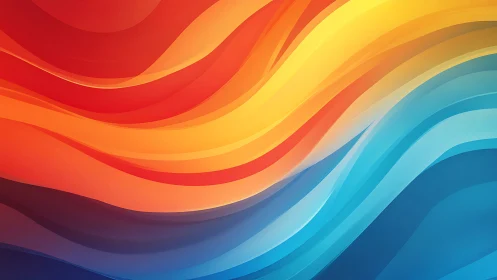 Curved gradient bands transition from warm reds to cool blues