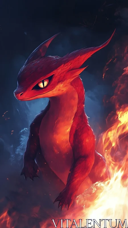 Bioluminescent fire-drake hatchling in thermal plume vortex.