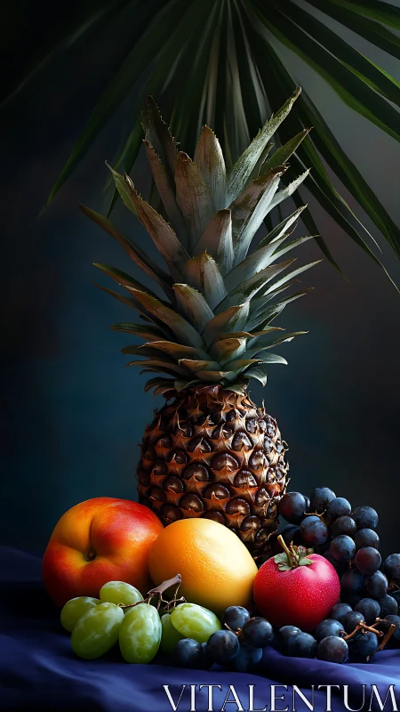 Pineapple fruit still life under dramatic studio lighting.