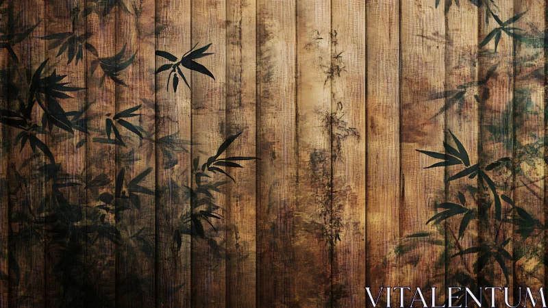 Weathered bamboo shadows drift softly across rustic wood
