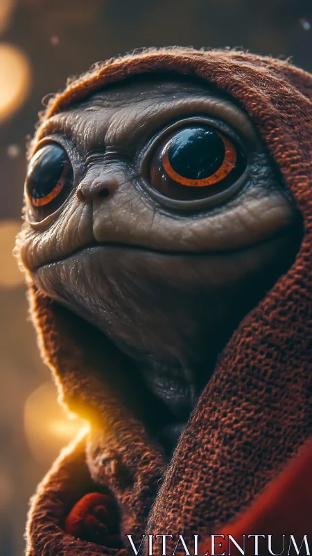 Hooded alien creature rendered in cinematic photoreal detail