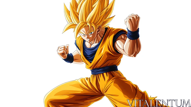 Gold-flared warrior ignites in a punch-ready power stance.