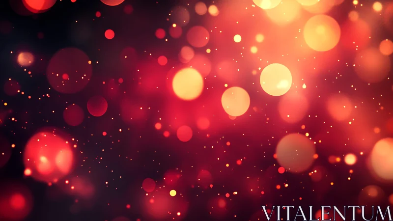 Warm Red and Gold Bokeh Lights Abstract Background Art.