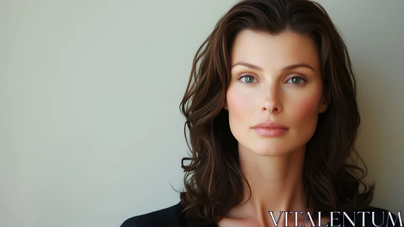 Portrait of a woman with wavy brown hair in natural soft light.