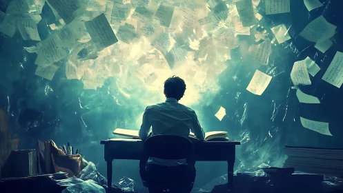 Storm of ideas swirls around a focused late night writer