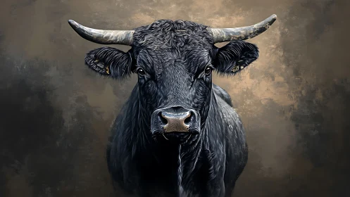 Midnight bull holds the spotlight in painterly chiaroscuro stare