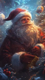 Santa figure rendered in detailed winter holiday setting