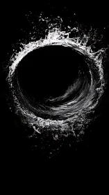 Circular splash of water forming a dark void center.