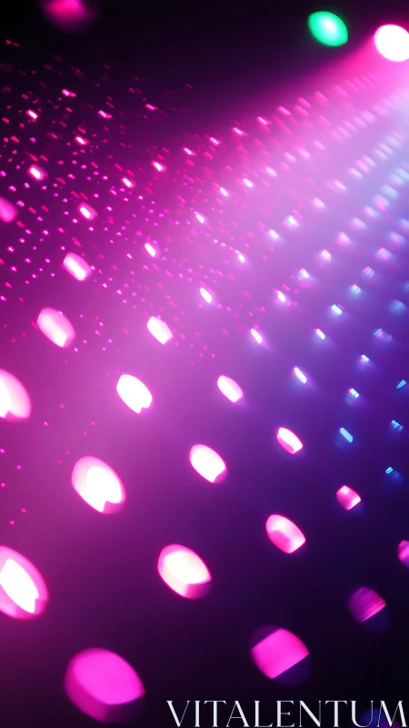 Defocused grid of magenta and cyan light sources forms pattern