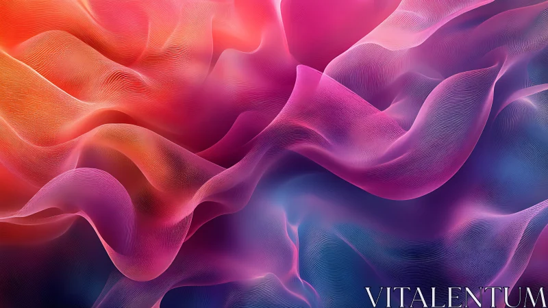 Layered gradient wavefields rendered as fine-line digital fabric