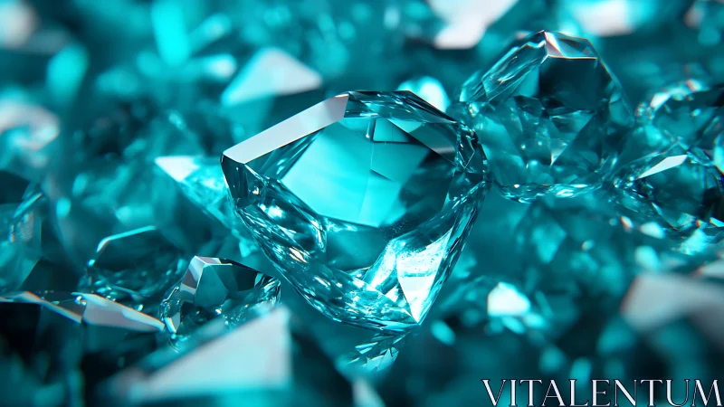 Gleaming teal gemstones scatter light in a crystalline glow