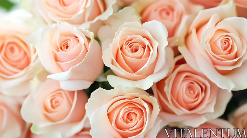Peach roses in soft focus arrangement.