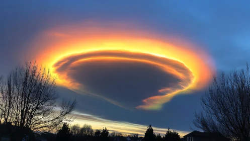 Lenticular cloud formation displays concentric illuminated ring structure