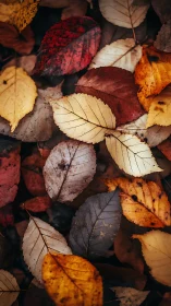 Chromatic deciduous leaf matrix under shallow depth field.