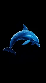 Midnight blue dolphin pirouettes through a cosmic sea